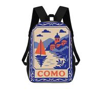 sinyumoney Sac À Dos 17 Pouces Como Travel Poster Illustration, Cartable Imprimé En 3D, Sac À Goûter, Sac À Dos De Voyage, Sac À Dos Pour Amis (filles Et Garçons)