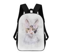 sinyumoney Sac À Dos 17 Pouces Cornish Rex Cat Watercolor, Cartable Imprimé En 3D, Sac À Goûter, Sac À Dos De Voyage, Sac À Dos Pour Amis (filles Et Garçons)