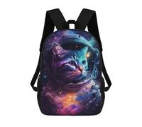 sinyumoney Sac À Dos 17 Pouces Cosmic Cat Astronaut Art Print-2, Cartable Imprimé En 3D, Sac À Goûter, Sac À Dos De Voyage, Sac À Dos Pour Amis (filles Et Garçons)