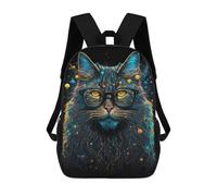 sinyumoney Sac À Dos 17 Pouces Cosmic Cat Glasses Art Print-4, Cartable Imprimé En 3D, Sac À Goûter, Sac À Dos De Voyage, Sac À Dos Pour Amis (filles Et Garçons)