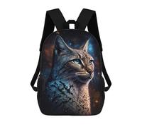 sinyumoney Sac À Dos 17 Pouces Cosmic Lynx Portrait-10, Cartable Imprimé En 3D, Sac À Goûter, Sac À Dos De Voyage, Sac À Dos Pour Amis (filles Et Garçons)