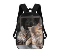 sinyumoney Sac À Dos 17 Pouces Cozy Cats on Windowsill, Cartable Imprimé En 3D, Sac À Goûter, Sac À Dos De Voyage, Sac À Dos Pour Amis (filles Et Garçons)