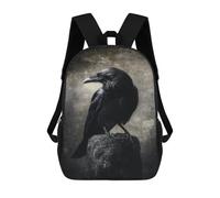 sinyumoney Sac À Dos 17 Pouces Dark Raven Perched on Rock, Cartable Imprimé En 3D, Sac À Goûter, Sac À Dos De Voyage, Sac À Dos Pour Amis (filles Et Garçons)