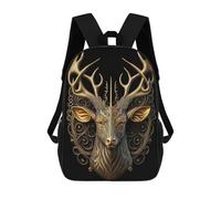 sinyumoney Sac À Dos 17 Pouces Deer Golden Art Deco, Cartable Imprimé En 3D, Sac À Goûter, Sac À Dos De Voyage, Sac À Dos Pour Amis (filles Et Garçons)
