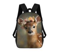 sinyumoney Sac À Dos 17 Pouces Deer with Flower Crown-1, Cartable Imprimé En 3D, Sac À Goûter, Sac À Dos De Voyage, Sac À Dos Pour Amis (filles Et Garçons)