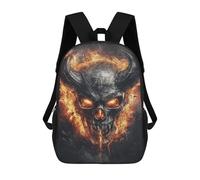 sinyumoney Sac À Dos 17 Pouces Devil's Fiery Skull Artwork, Cartable Imprimé En 3D, Sac À Goûter, Sac À Dos De Voyage, Sac À Dos Pour Amis (filles Et Garçons)