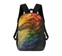 sinyumoney Sac À Dos 17 Pouces Dragon with Colorful Leaves, Cartable Imprimé En 3D, Sac À Goûter, Sac À Dos De Voyage, Sac À Dos Pour Amis (filles Et Garçons)