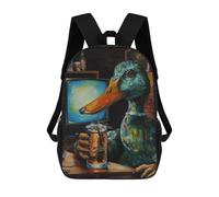 sinyumoney Sac À Dos 17 Pouces Duck Beer TV Funny Art, Cartable Imprimé En 3D, Sac À Goûter, Sac À Dos De Voyage, Sac À Dos Pour Amis (filles Et Garçons)