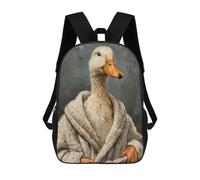 sinyumoney Sac À Dos 17 Pouces Duck in Elegant Robe Painting, Cartable Imprimé En 3D, Sac À Goûter, Sac À Dos De Voyage, Sac À Dos Pour Amis (filles Et Garçons)