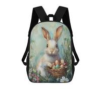 sinyumoney Sac À Dos 17 Pouces Easter Bunny with Basket of Eggs-3, Cartable Imprimé En 3D, Sac À Goûter, Sac À Dos De Voyage, Sac À Dos Pour Amis (filles Et Garçons)