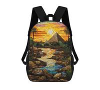 sinyumoney Sac À Dos 17 Pouces Egyptian Sunset Mosaic Art, Cartable Imprimé En 3D, Sac À Goûter, Sac À Dos De Voyage, Sac À Dos Pour Amis (filles Et Garçons)