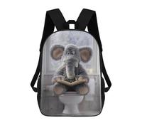 sinyumoney Sac À Dos 17 Pouces Elephant Reading on Toilet, Cartable Imprimé En 3D, Sac À Goûter, Sac À Dos De Voyage, Sac À Dos Pour Amis (filles Et Garçons)