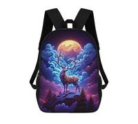 sinyumoney Sac À Dos 17 Pouces Enchanted Forest Moonlit Deer, Cartable Imprimé En 3D, Sac À Goûter, Sac À Dos De Voyage, Sac À Dos Pour Amis (filles Et Garçons)