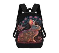sinyumoney Sac À Dos 17 Pouces Fantasy Rabbit Artwork, Cartable Imprimé En 3D, Sac À Goûter, Sac À Dos De Voyage, Sac À Dos Pour Amis (filles Et Garçons)