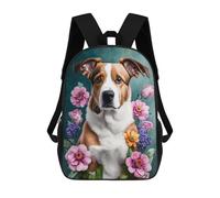 sinyumoney Sac À Dos 17 Pouces Floral Dog Portrait Art, Cartable Imprimé En 3D, Sac À Goûter, Sac À Dos De Voyage, Sac À Dos Pour Amis (filles Et Garçons)