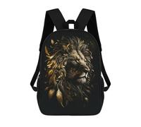 sinyumoney Sac À Dos 17 Pouces Floral Lion Gold Black, Cartable Imprimé En 3D, Sac À Goûter, Sac À Dos De Voyage, Sac À Dos Pour Amis (filles Et Garçons)