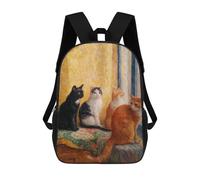 sinyumoney Sac À Dos 17 Pouces Four Cats on A Window Sill, Cartable Imprimé En 3D, Sac À Goûter, Sac À Dos De Voyage, Sac À Dos Pour Amis (filles Et Garçons)