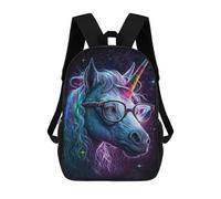 sinyumoney Sac À Dos 17 Pouces Galactic Unicorn with Glasses, Cartable Imprimé En 3D, Sac À Goûter, Sac À Dos De Voyage, Sac À Dos Pour Amis (filles Et Garçons)