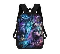 sinyumoney Sac À Dos 17 Pouces Galactic Wolf Duo, Cartable Imprimé En 3D, Sac À Goûter, Sac À Dos De Voyage, Sac À Dos Pour Amis (filles Et Garçons)