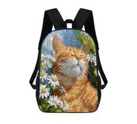 sinyumoney Sac À Dos 17 Pouces Ginger Cat in Daisies-1, Cartable Imprimé En 3D, Sac À Goûter, Sac À Dos De Voyage, Sac À Dos Pour Amis (filles Et Garçons)