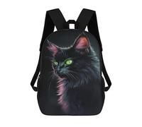 sinyumoney Sac À Dos 17 Pouces Glowing Green Eyes Cat Art Print, Cartable Imprimé En 3D, Sac À Goûter, Sac À Dos De Voyage, Sac À Dos Pour Amis (filles Et Garçons)