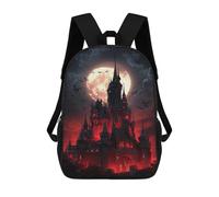 sinyumoney Sac À Dos 17 Pouces Gothic Castle with Full Moon, Cartable Imprimé En 3D, Sac À Goûter, Sac À Dos De Voyage, Sac À Dos Pour Amis (filles Et Garçons)