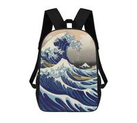 sinyumoney Sac À Dos 17 Pouces Great Wave, Cartable Imprimé En 3D, Sac À Goûter, Sac À Dos De Voyage, Sac À Dos Pour Amis (filles Et Garçons)