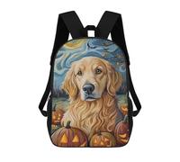 sinyumoney Sac À Dos 17 Pouces Halloween Pumpkin Dog Art Print-2, Cartable Imprimé En 3D, Sac À Goûter, Sac À Dos De Voyage, Sac À Dos Pour Amis (filles Et Garçons)