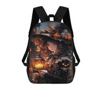 sinyumoney Sac À Dos 17 Pouces Halloween Witch Lantern, Cartable Imprimé En 3D, Sac À Goûter, Sac À Dos De Voyage, Sac À Dos Pour Amis (filles Et Garçons)