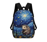 sinyumoney Sac À Dos 17 Pouces Hedgehog in Starry Night Cityscape, Cartable Imprimé En 3D, Sac À Goûter, Sac À Dos De Voyage, Sac À Dos Pour Amis (filles Et Garçons)