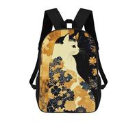 sinyumoney Sac À Dos 17 Pouces Japanese Floral Cat Art Print, Cartable Imprimé En 3D, Sac À Goûter, Sac À Dos De Voyage, Sac À Dos Pour Amis (filles Et Garçons)