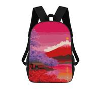 sinyumoney Sac À Dos 17 Pouces Japanese Sunset with Mount Fuji, Cartable Imprimé En 3D, Sac À Goûter, Sac À Dos De Voyage, Sac À Dos Pour Amis (filles Et Garçons)
