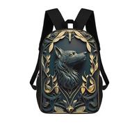 sinyumoney Sac À Dos 17 Pouces King Black Gold Wolf, Cartable Imprimé En 3D, Sac À Goûter, Sac À Dos De Voyage, Sac À Dos Pour Amis (filles Et Garçons)