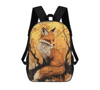 sinyumoney Sac À Dos 17 Pouces Kintsugi Golden Fox Illustration, Cartable Imprimé En 3D, Sac À Goûter, Sac À Dos De Voyage, Sac À Dos Pour Amis (filles Et Garçons)