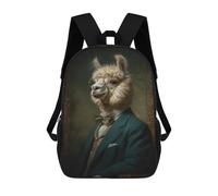 sinyumoney Sac À Dos 17 Pouces Llama in Suit with Bow Tie, Cartable Imprimé En 3D, Sac À Goûter, Sac À Dos De Voyage, Sac À Dos Pour Amis (filles Et Garçons)