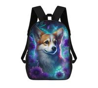 sinyumoney Sac À Dos 17 Pouces Magical Corgi with Flowers, Cartable Imprimé En 3D, Sac À Goûter, Sac À Dos De Voyage, Sac À Dos Pour Amis (filles Et Garçons)