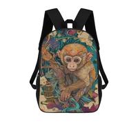 sinyumoney Sac À Dos 17 Pouces Magical Monkey Artwork, Cartable Imprimé En 3D, Sac À Goûter, Sac À Dos De Voyage, Sac À Dos Pour Amis (filles Et Garçons)