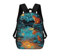 sinyumoney Sac À Dos 17 Pouces Magical Night Pond Scene, Cartable Imprimé En 3D, Sac À Goûter, Sac À Dos De Voyage, Sac À Dos Pour Amis (filles Et Garçons)