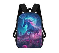 sinyumoney Sac À Dos 17 Pouces Magical Unicorn Night Scene, Cartable Imprimé En 3D, Sac À Goûter, Sac À Dos De Voyage, Sac À Dos Pour Amis (filles Et Garçons)