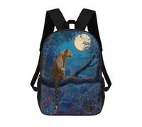 sinyumoney Sac À Dos 17 Pouces Moonlit Jungle Leopard, Cartable Imprimé En 3D, Sac À Goûter, Sac À Dos De Voyage, Sac À Dos Pour Amis (filles Et Garçons)