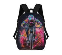 sinyumoney Sac À Dos 17 Pouces Mountain Biker in Color Blast, Cartable Imprimé En 3D, Sac À Goûter, Sac À Dos De Voyage, Sac À Dos Pour Amis (filles Et Garçons)