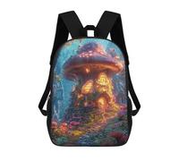 sinyumoney Sac À Dos 17 Pouces Mystical Mushroom House in Forest, Cartable Imprimé En 3D, Sac À Goûter, Sac À Dos De Voyage, Sac À Dos Pour Amis (filles Et Garçons)