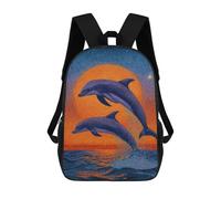 sinyumoney Sac À Dos 17 Pouces Ocean Sunset Dolphins Art Print, Cartable Imprimé En 3D, Sac À Goûter, Sac À Dos De Voyage, Sac À Dos Pour Amis (filles Et Garçons)