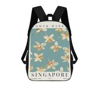 sinyumoney Sac À Dos 17 Pouces Orchid Singapore Flower Market, Cartable Imprimé En 3D, Sac À Goûter, Sac À Dos De Voyage, Sac À Dos Pour Amis (filles Et Garçons)