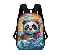 sinyumoney Sac À Dos 17 Pouces Panda Astronaut Surfing Rainbow Wave, Cartable Imprimé En 3D, Sac À Goûter, Sac À Dos De Voyage, Sac À Dos Pour Amis (filles Et Garçons)