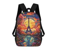 sinyumoney Sac À Dos 17 Pouces Paris Eiffel Tower Autumn Scenery, Cartable Imprimé En 3D, Sac À Goûter, Sac À Dos De Voyage, Sac À Dos Pour Amis (filles Et Garçons)