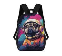 sinyumoney Sac À Dos 17 Pouces Pug Astronaut Space Art Print, Cartable Imprimé En 3D, Sac À Goûter, Sac À Dos De Voyage, Sac À Dos Pour Amis (filles Et Garçons)