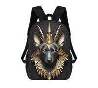 sinyumoney Sac À Dos 17 Pouces Queen Dog Golden Art Deco, Cartable Imprimé En 3D, Sac À Goûter, Sac À Dos De Voyage, Sac À Dos Pour Amis (filles Et Garçons)