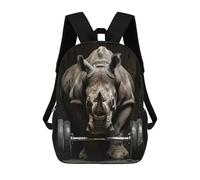 sinyumoney Sac À Dos 17 Pouces Rhino Fitness Gym Workout, Cartable Imprimé En 3D, Sac À Goûter, Sac À Dos De Voyage, Sac À Dos Pour Amis (filles Et Garçons)