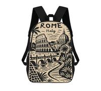sinyumoney Sac À Dos 17 Pouces Rome Italy Landmark Illustration, Cartable Imprimé En 3D, Sac À Goûter, Sac À Dos De Voyage, Sac À Dos Pour Amis (filles Et Garçons)